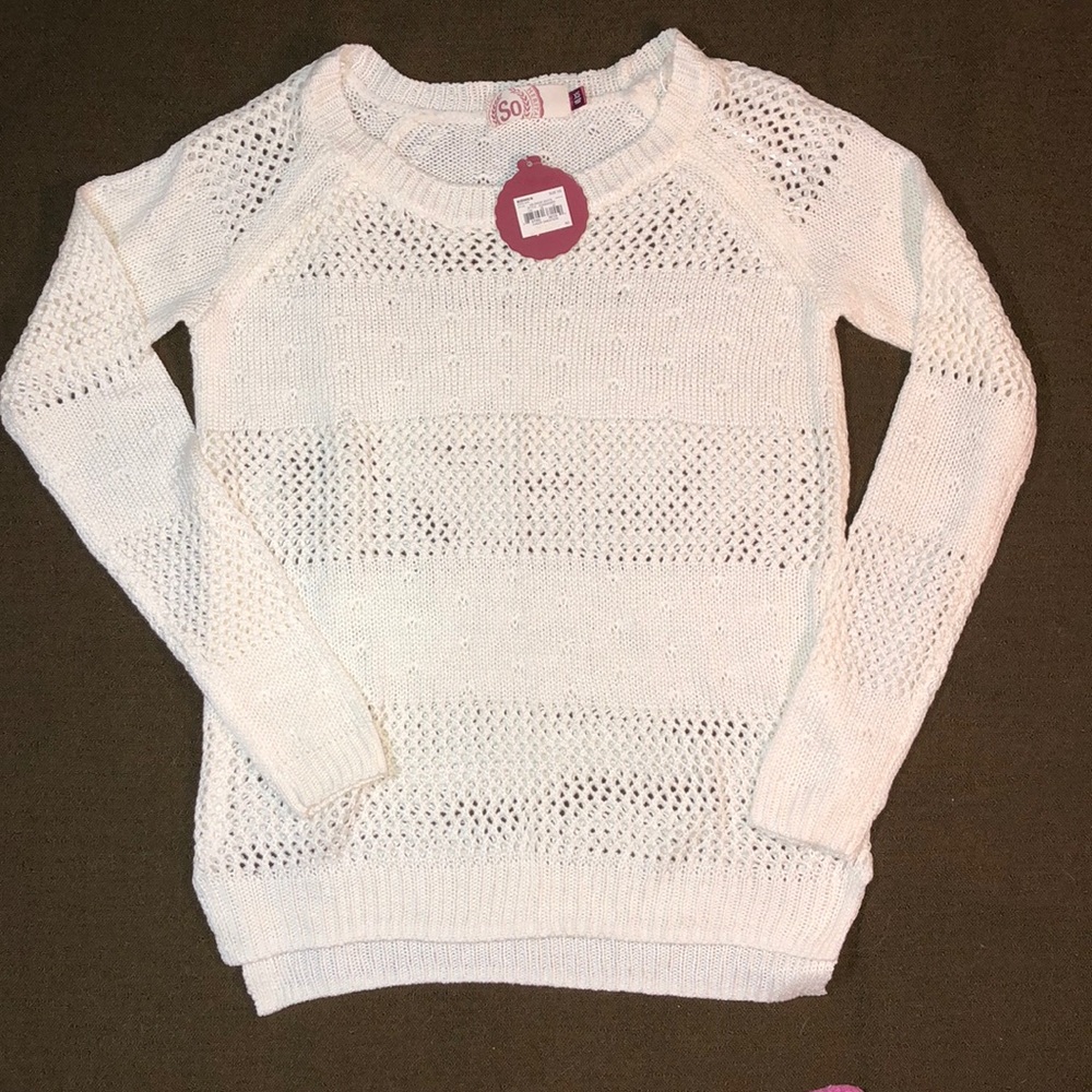 Open knit white sweater
